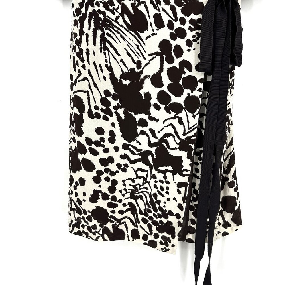 Tory‎ Burch Animal Print Silk Wrap Dress Brown/White Size 2 - Picture 4 of 11